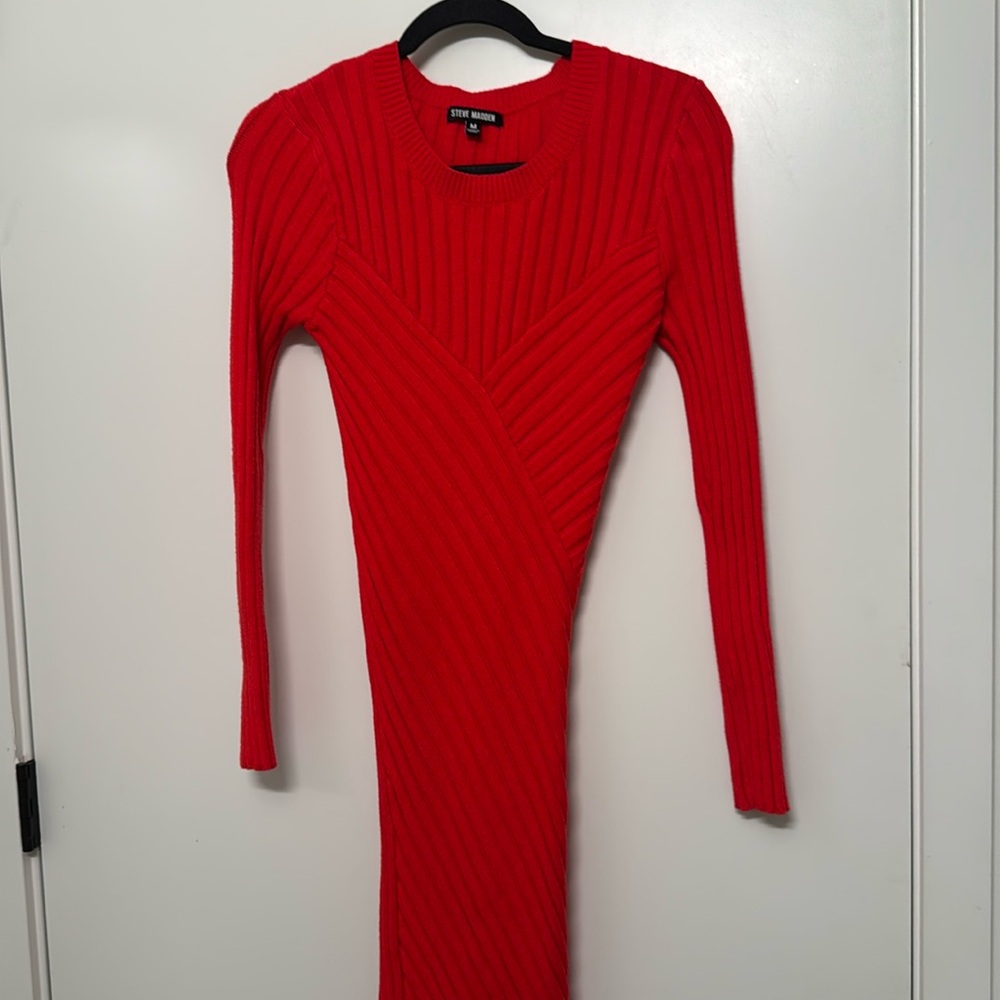 Steve Madden red sweater midi dress size medium